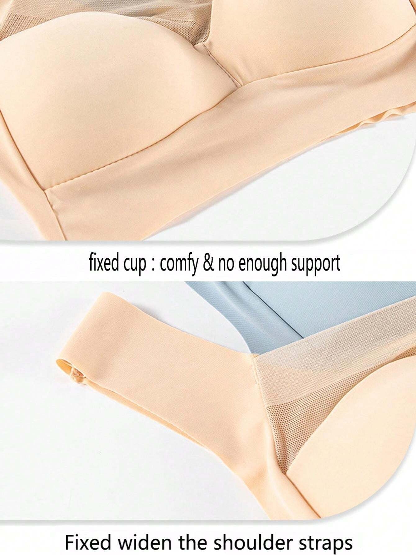 Women's Mesh Seamless Smooth Comfort Wire Free Bra Beige