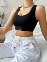 Plus Size Front Closure Push-up Wireless Bra Black