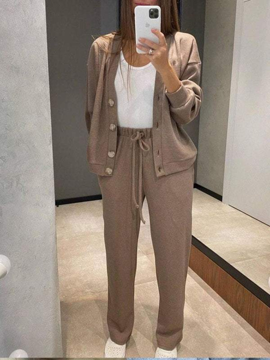 2025 Clearance Sale🔥 Full Size Button Up Long Sleeve Top and Pants Set