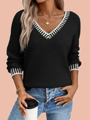 Women's V neck Long Sleeve Pullover Sweaters (Buy 2 Free Shipping)