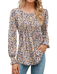 ✨Puff Long Sleeve Pleated Crew Neck Tunic Top (buy 3 free shipping!!!)