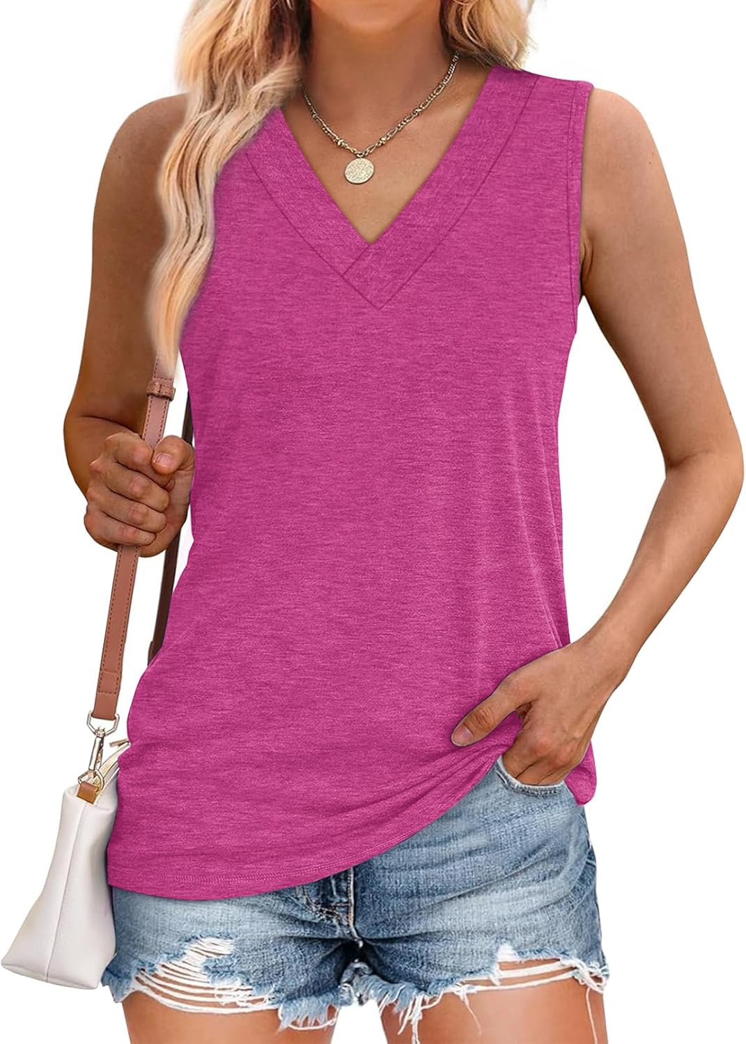 ✨Women Summer Loose Fit V Neck T Shirts Trendy Sleeveless Basic Tank Tops (Buy 3 Free Shipping)