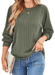 ✨Women's Soft Ribbed Crewneck Long Sleeve Shirts Knit Tops