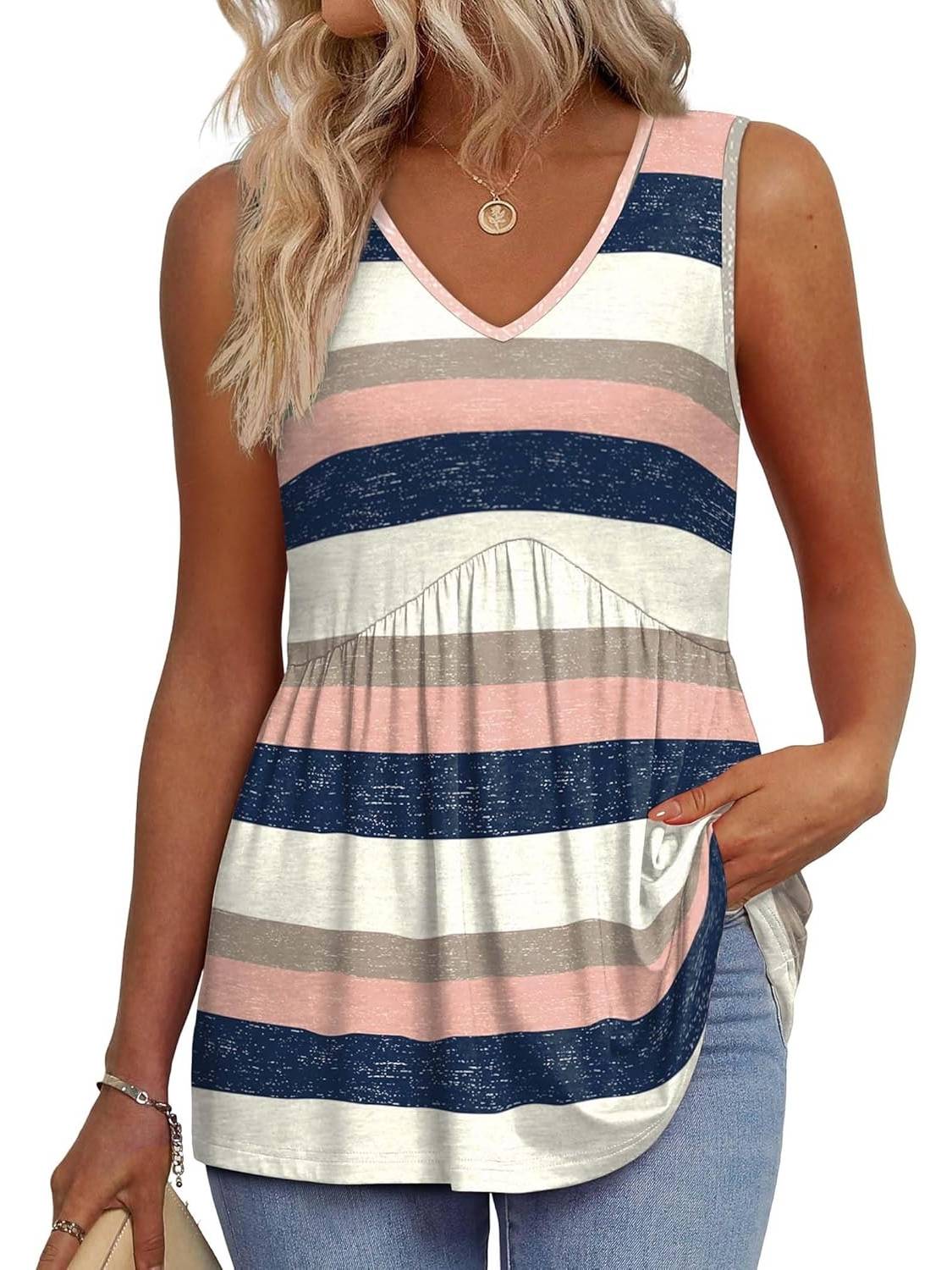 📣Women Dressy Sleeveless V Neck Babydoll Tank Tops(Buy 3 Free Shipping)