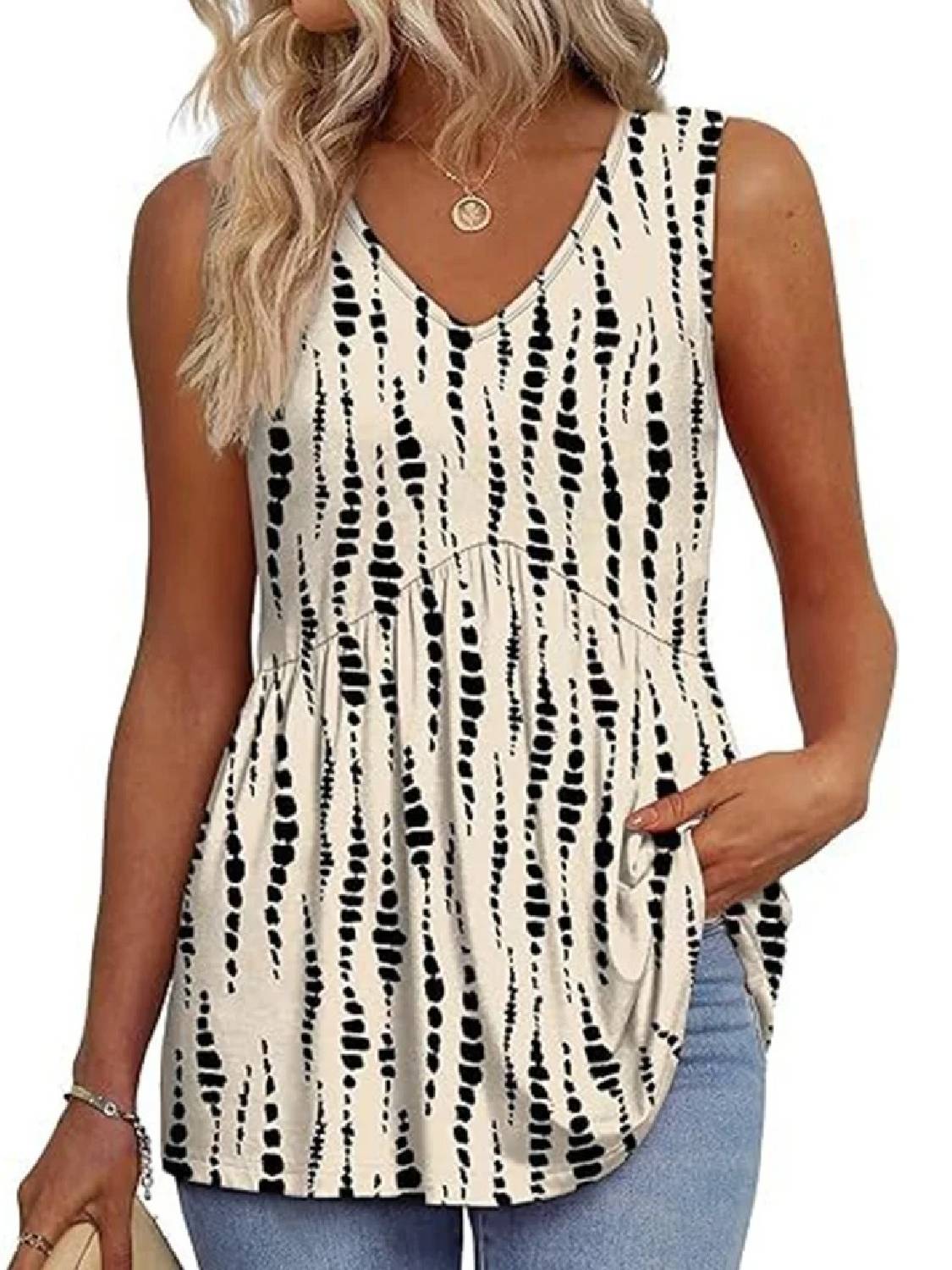 📣Women Dressy Sleeveless V Neck Babydoll Tank Tops(Buy 3 Free Shipping)