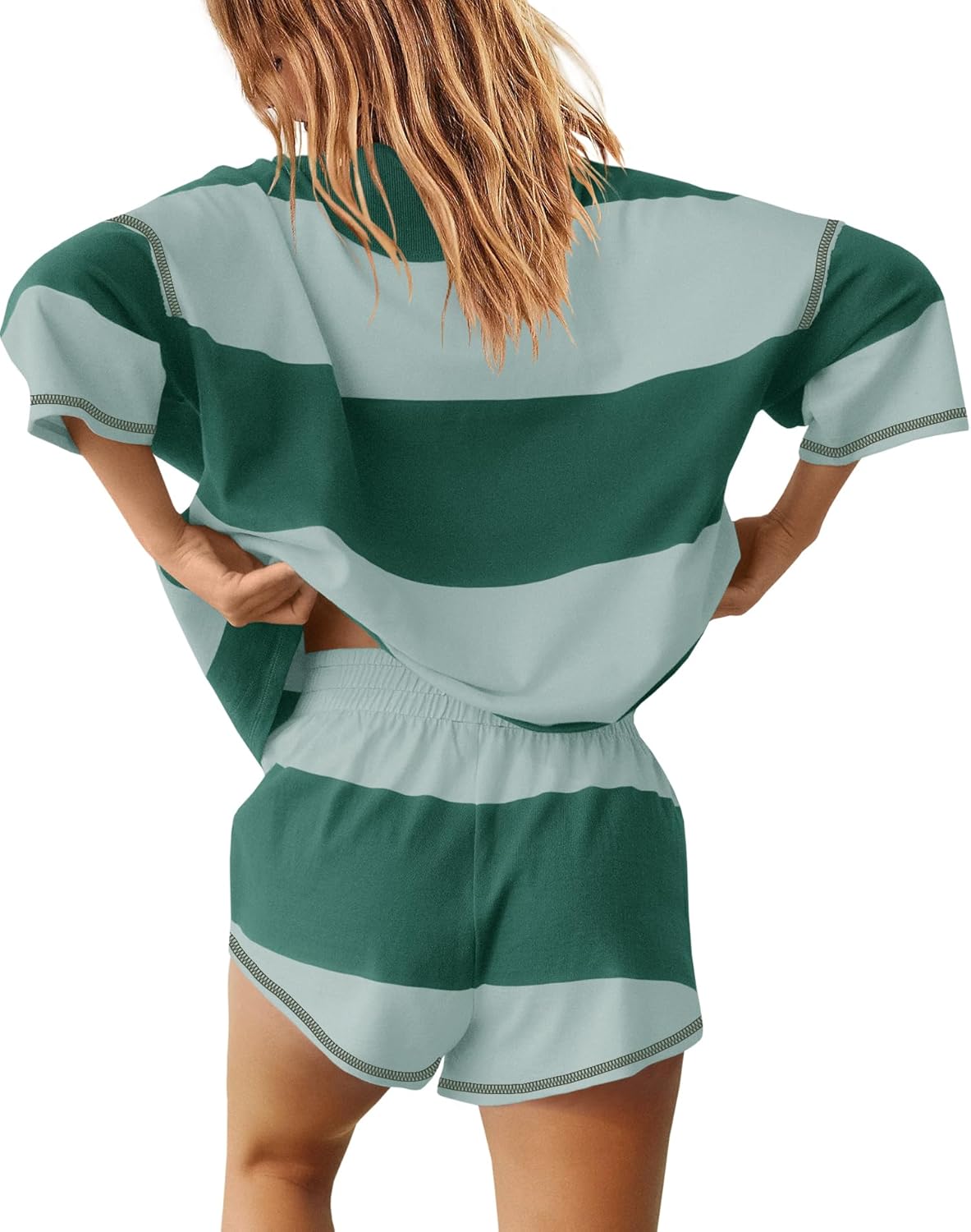✨Women's Summer Oversized Striped Shirt and Shorts Sets (Buy 2 Free Shipping)