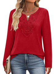 ✨Women Dressy Casual Lace V Neck Long Sleeve Shirts Blouses (Buy 3 Free Shipping)