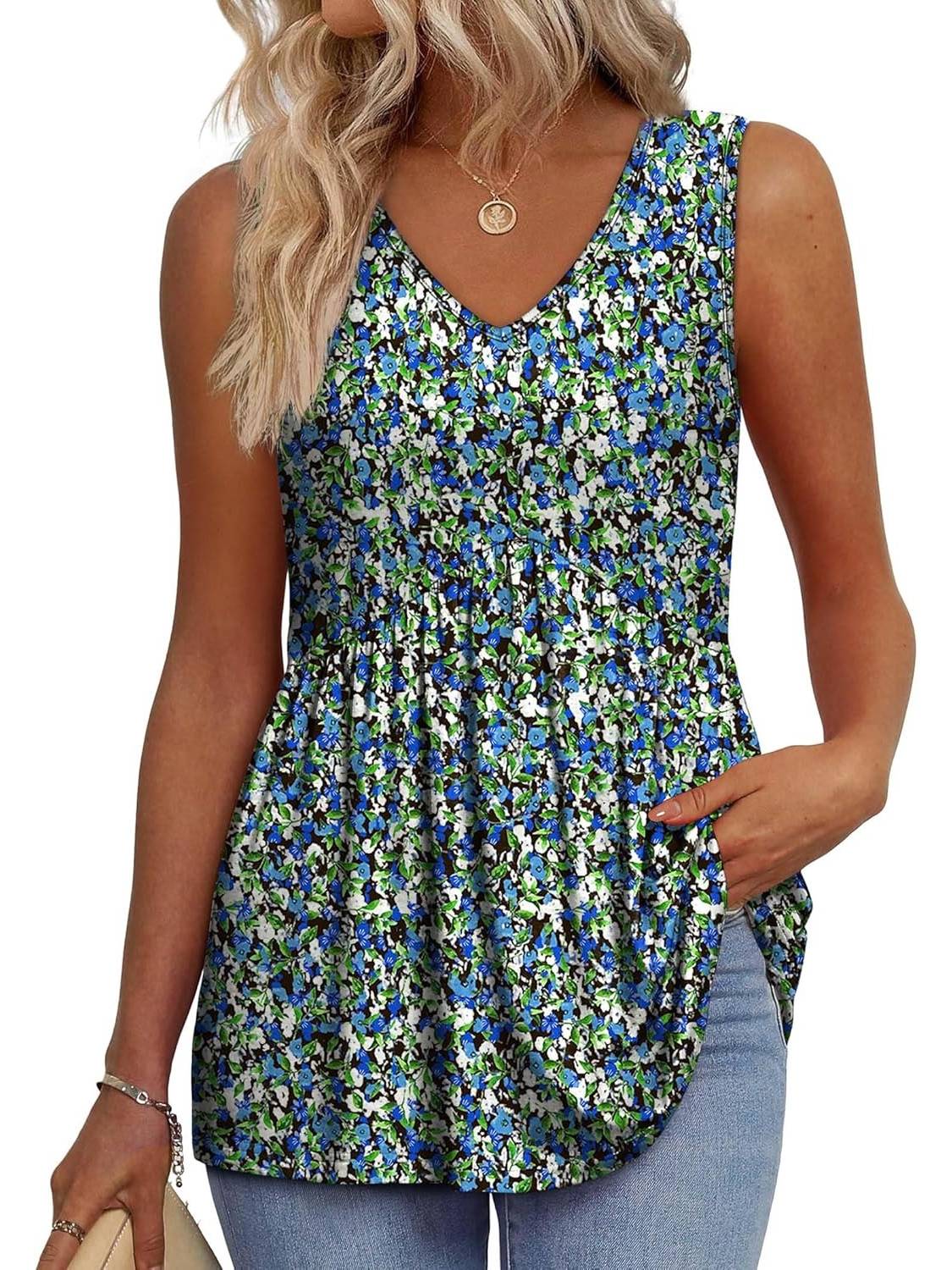 📣Women Dressy Sleeveless V Neck Babydoll Tank Tops(Buy 3 Free Shipping)