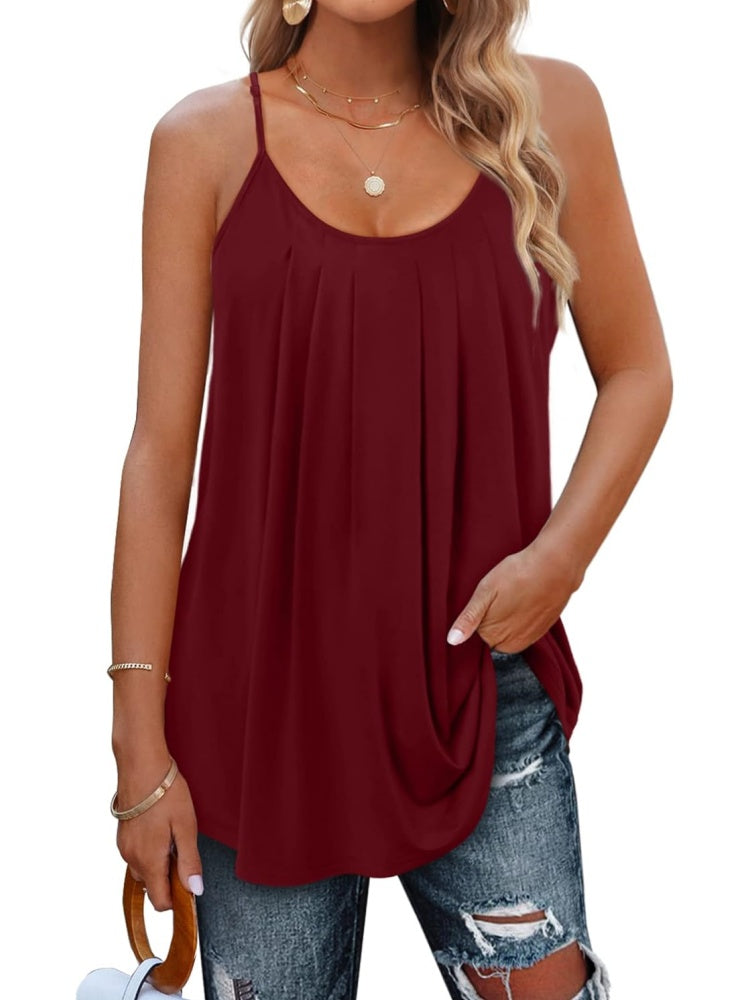 ✨Women Spaghetti Straps Pleated Loose Tank Top (BUY 3 FREE SHIPPING)