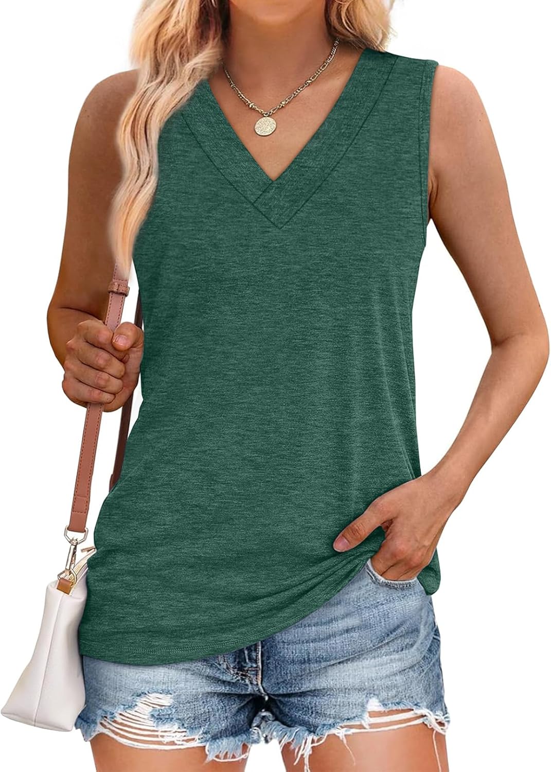 ✨Women Summer Loose Fit V Neck T Shirts Trendy Sleeveless Basic Tank Tops (Buy 3 Free Shipping)