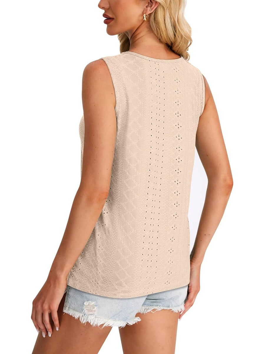 ✨Women's Keyhole Neck Trendy Sleeveless Pleated Tank Tops(Buy 3 Free Shipping)