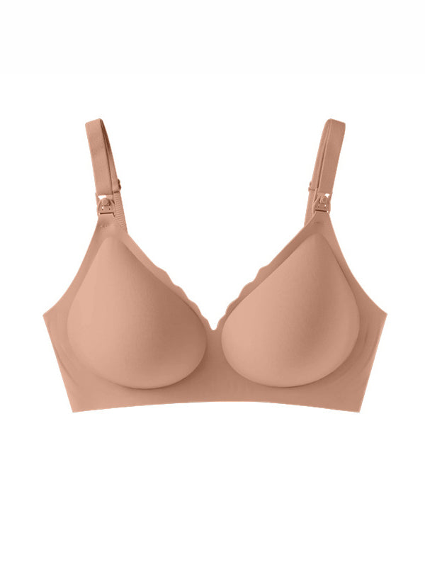Soft Gel Seamless Wireless One-Piece Fixed Cup Nursing Bra RosyGolden