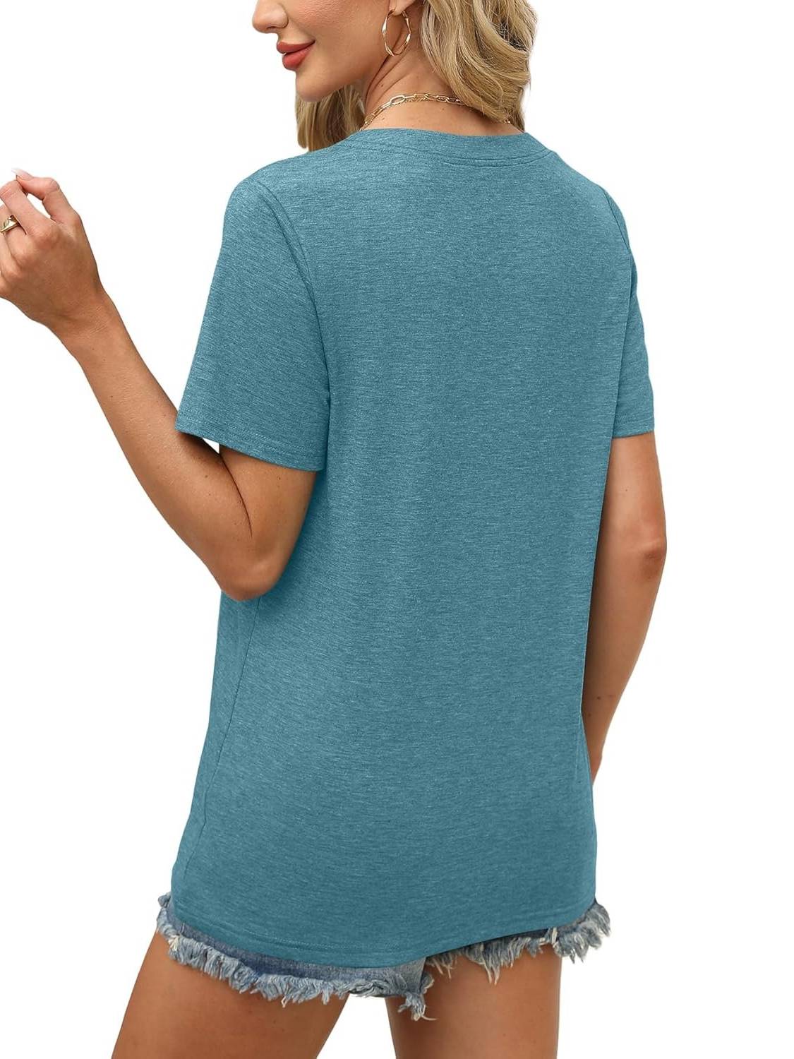 ✨Womens Short Sleeve V Neck Casual Loose Fit T-shirts (Buy 3 Free Shipping)