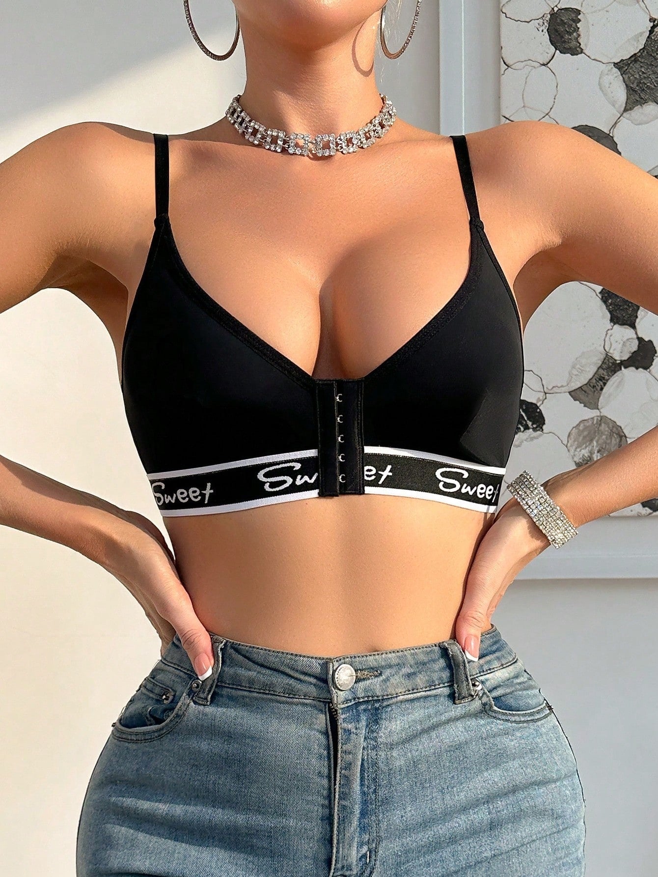 Women's Front Clasp Non-Steel Ring Gathering Bra