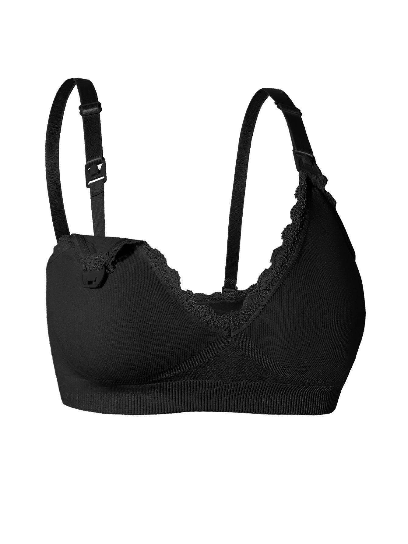 Seamless Non-Steel Ring Maternity Nursing Bra Black