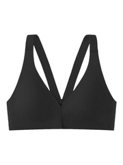 Front-Closure Wireless Seamless Maternity Nursing Bra Black