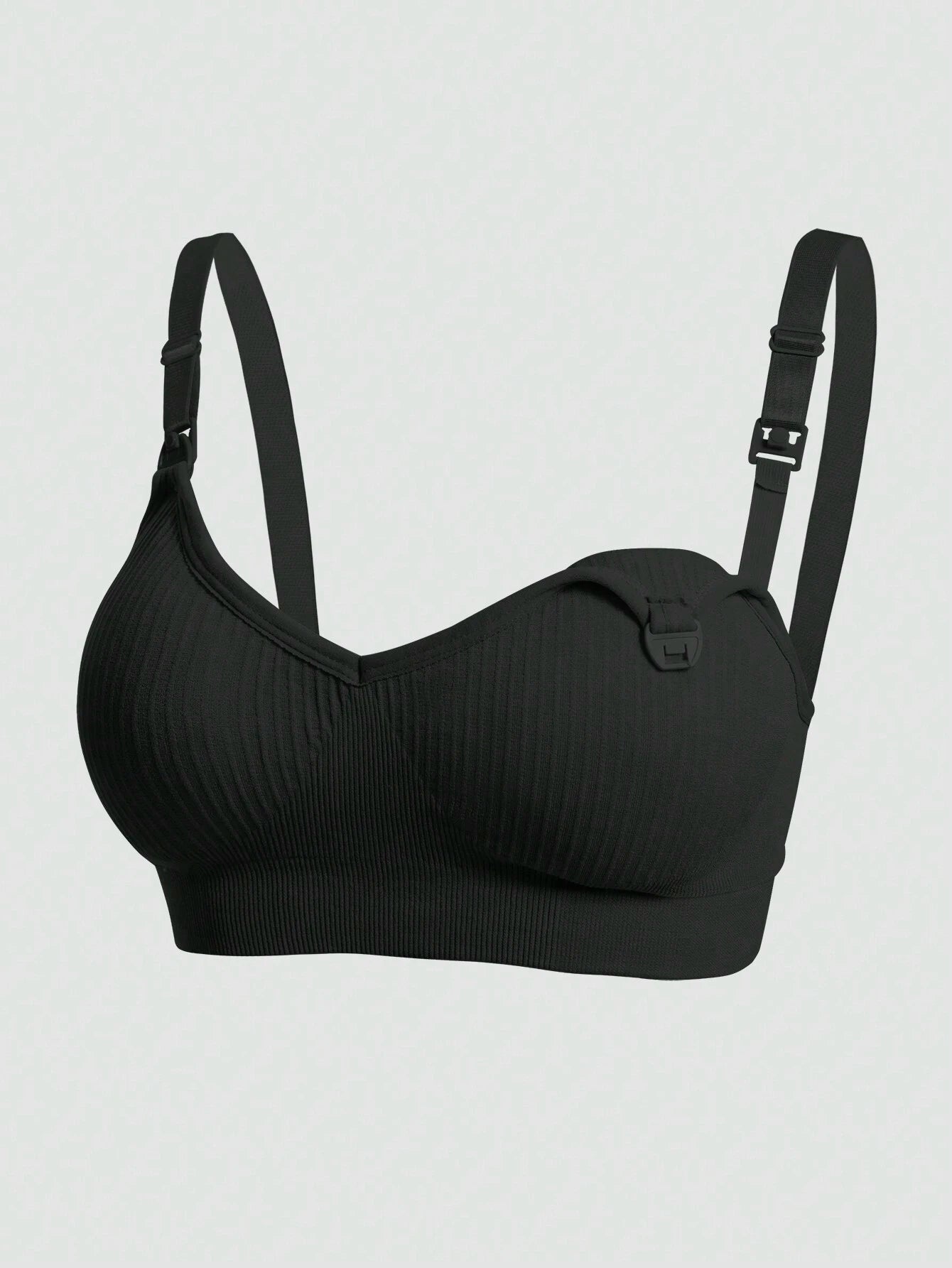 Maternity Nursing Nylon Non-Steel Ring Front Clasp Bra Black