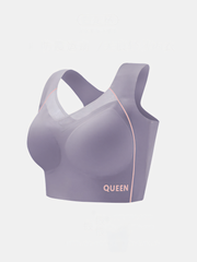 Large Size Beauty Backless Shockproof Gathering Non-Steel Ring Sports Bra BlueViolet