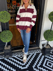 Half Zipper Stripe Pullover (Buy 2 Free Shipping)