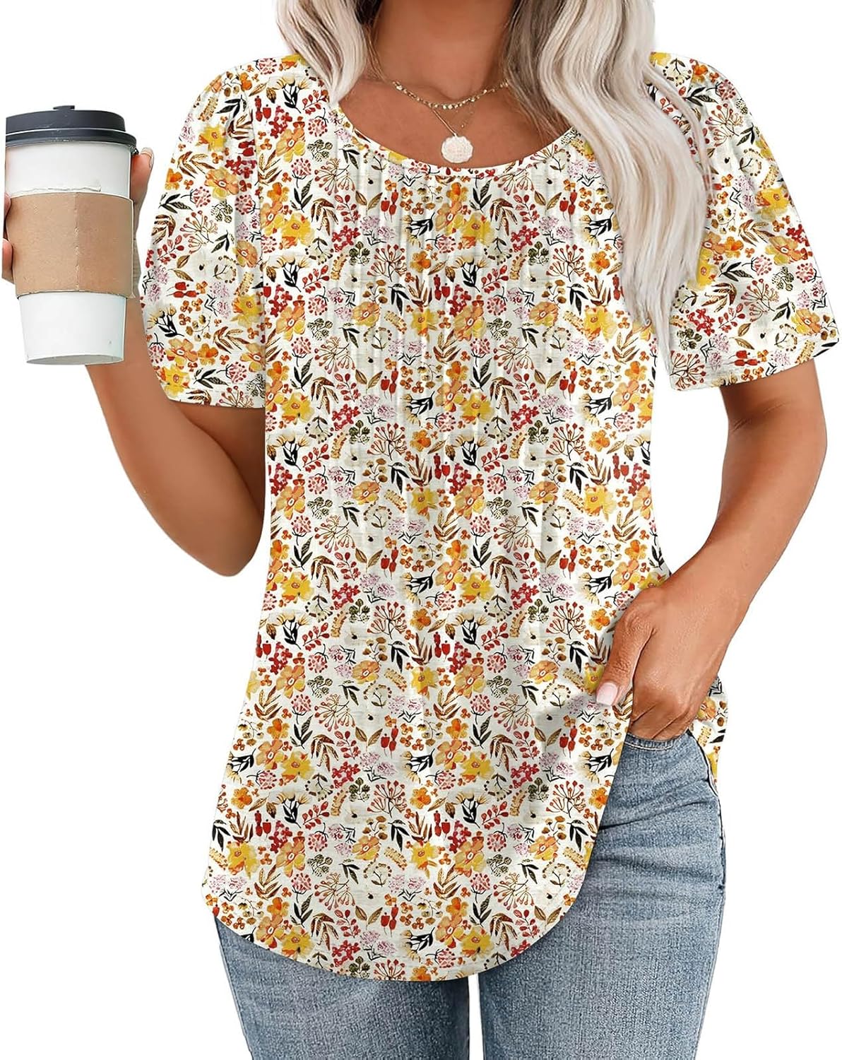 ✨Women Summer Pleated Short Sleeve Tunic Blouses Tops(Buy 3 Free Shipping)