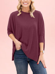 Raised Rib Easy-Fit Dolman 3/4 Sleeve Top