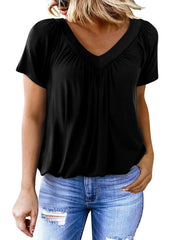 🔥Women's Casual Short Sleeve V Neck Basic T-shirts
