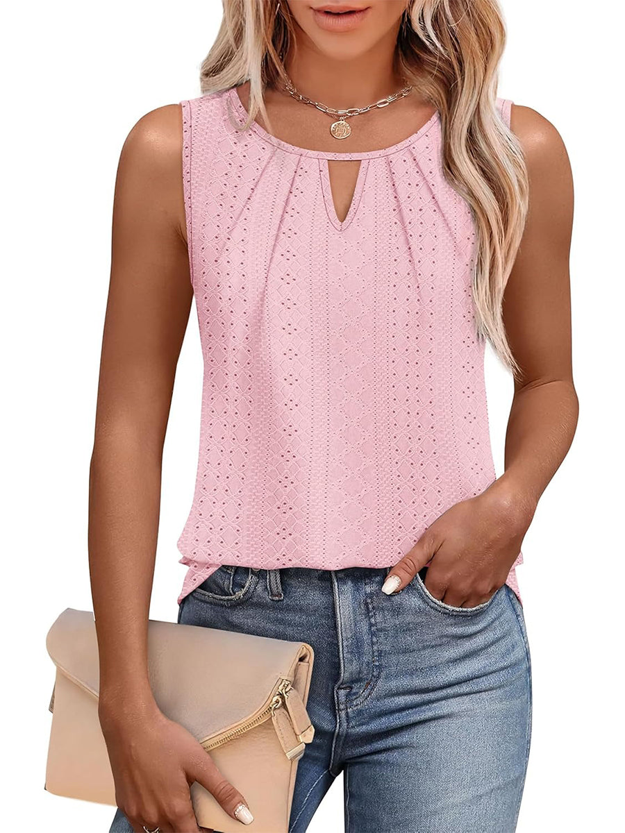 ✨Women's Keyhole Neck Trendy Sleeveless Pleated Tank Tops(Buy 3 Free Shipping)