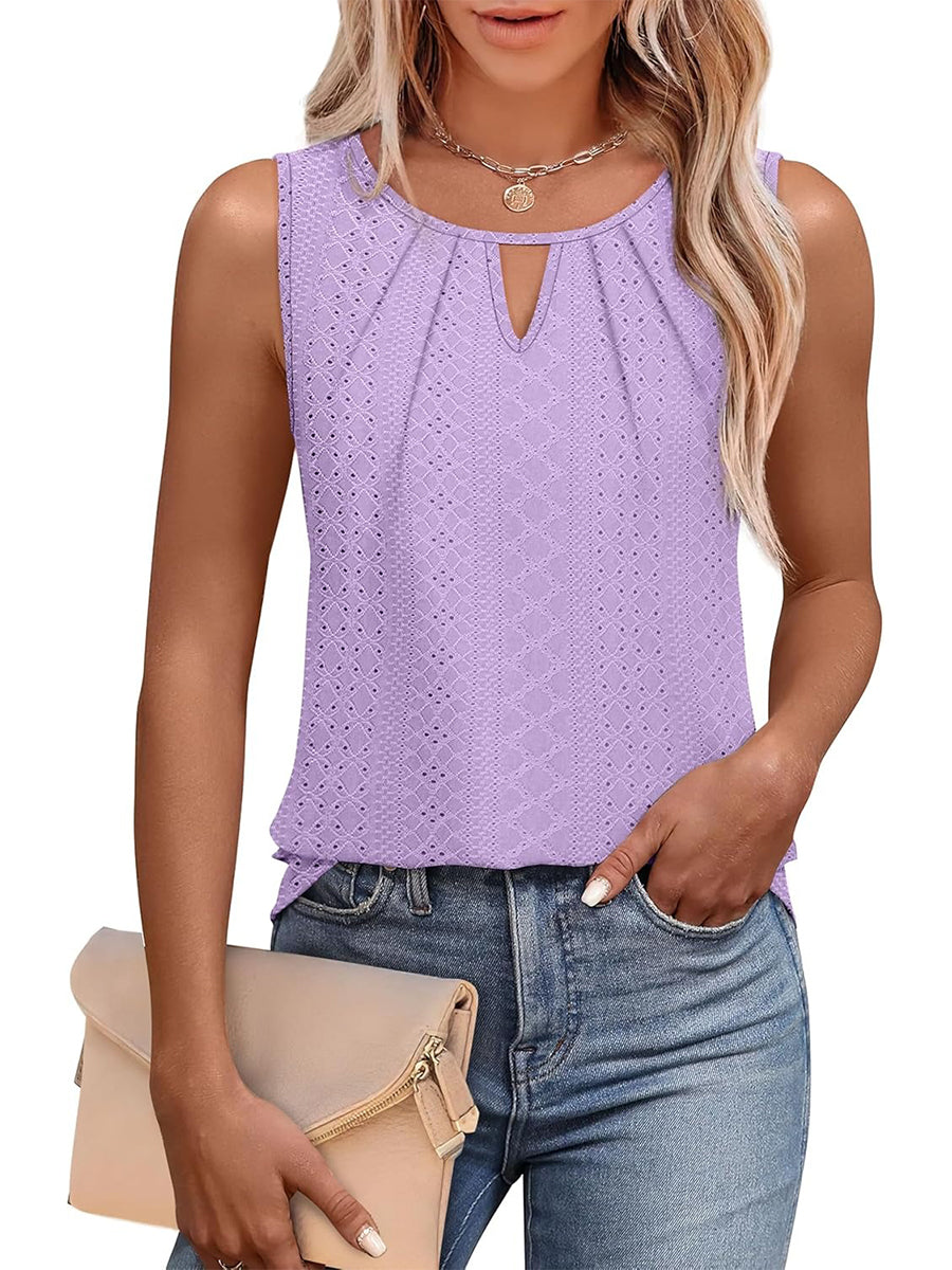 ✨Women's Keyhole Neck Trendy Sleeveless Pleated Tank Tops(Buy 3 Free Shipping)