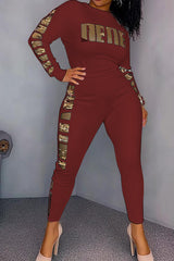 Women's slim fit letter print set