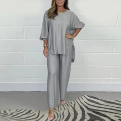 2025 new spring and summer fashion long wide-leg pants two-piece suit