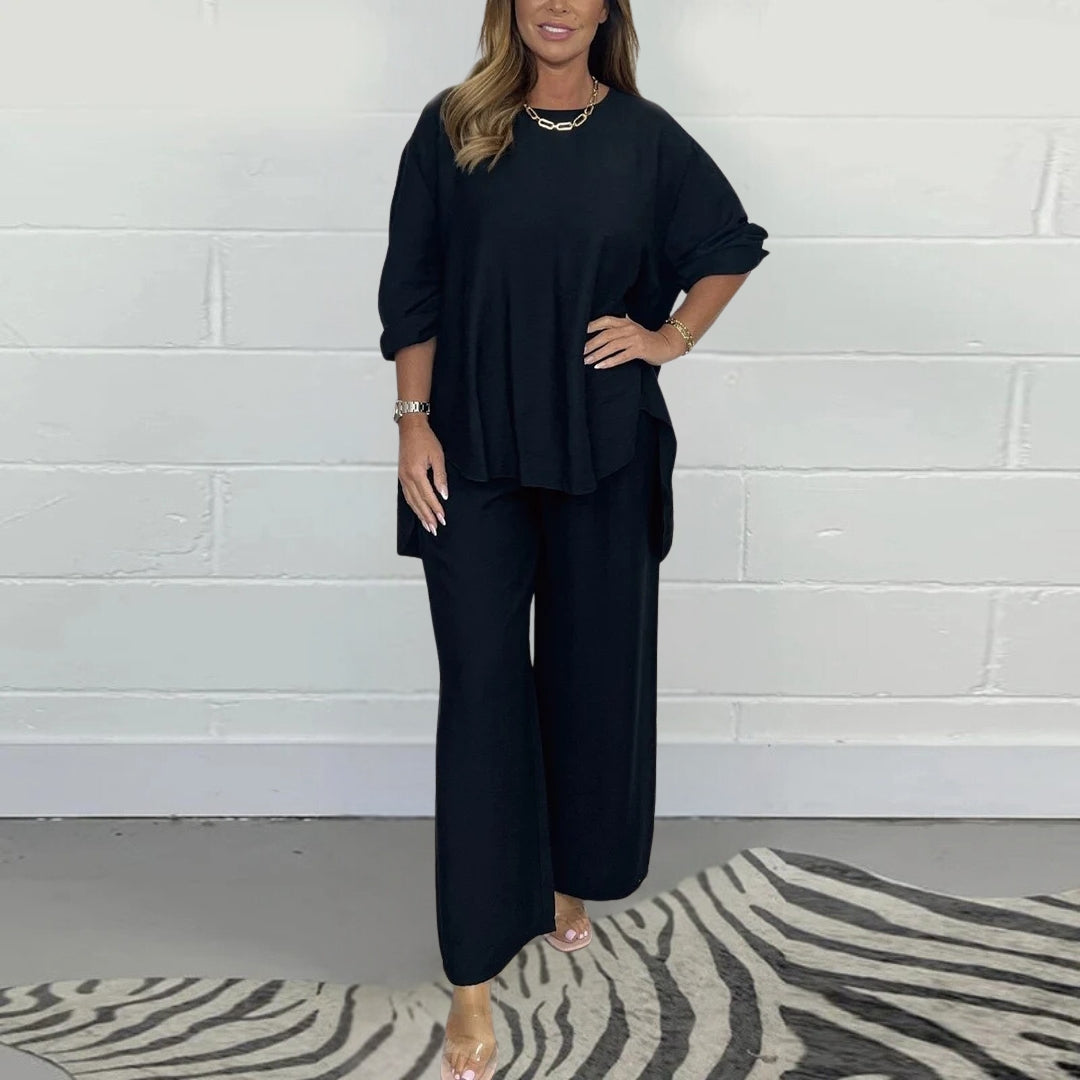 2025 new spring and summer fashion long wide-leg pants two-piece suit