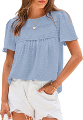 ✨Women's Swiss Dot Lace Crochet Crewneck Boho Short Sleeves(Buy 2 Free Shipping)