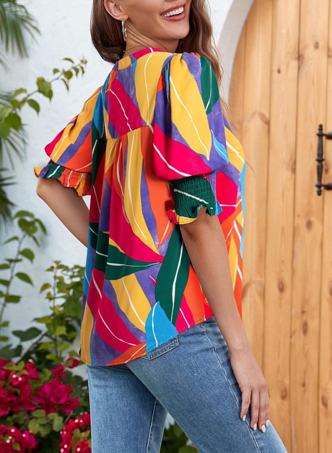 ✨Floral V-Neck Puff Sleeve Blouse(buy 2 free shipping!!!)