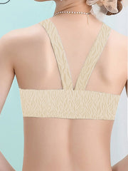 Front-Closure Wireless Seamless Maternity Nursing Bra Beige