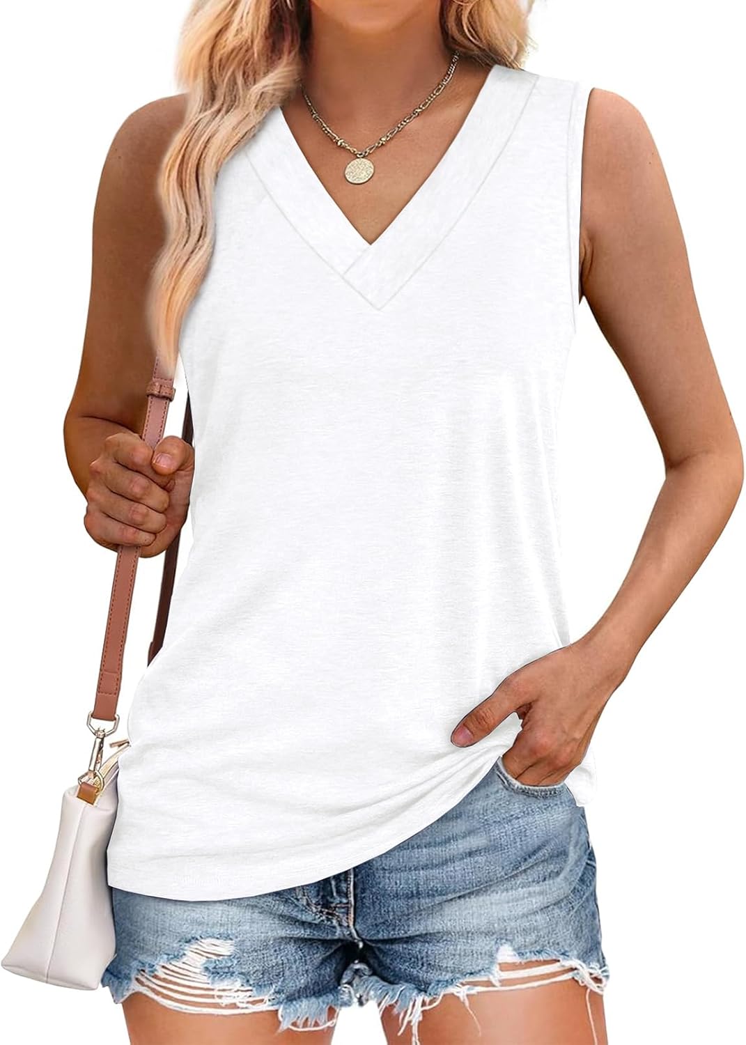 ✨Women Summer Loose Fit V Neck T Shirts Trendy Sleeveless Basic Tank Tops (Buy 3 Free Shipping)