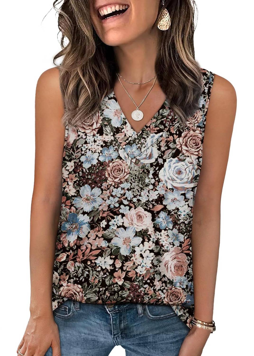 ✨Women Summer Loose Fit V Neck T Shirts Trendy Sleeveless Basic Tank Tops (Buy 3 Free Shipping)