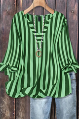 ✨Women's Casual Striped V-Neck Tied Sleeve Top  Versatile Blouse(BUY 2 FREE SHIPPING)