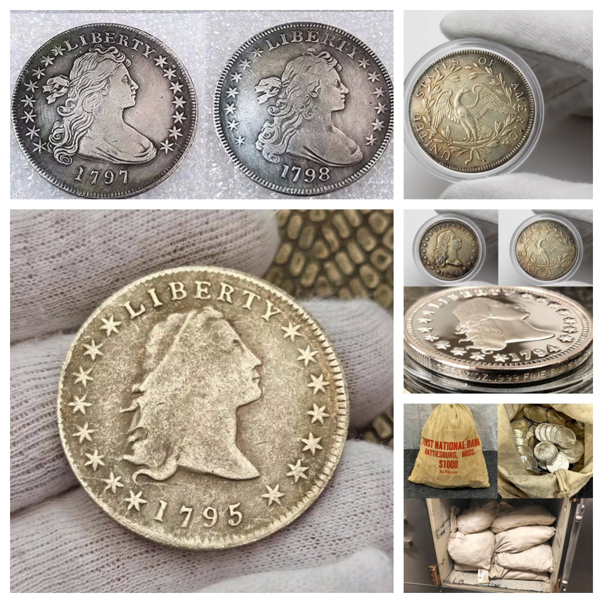 💴Last 12 Sets!!! The Complete Set Of 1794-1804 Liberty Flowing Hair Silver Dollar(11Pcs)
