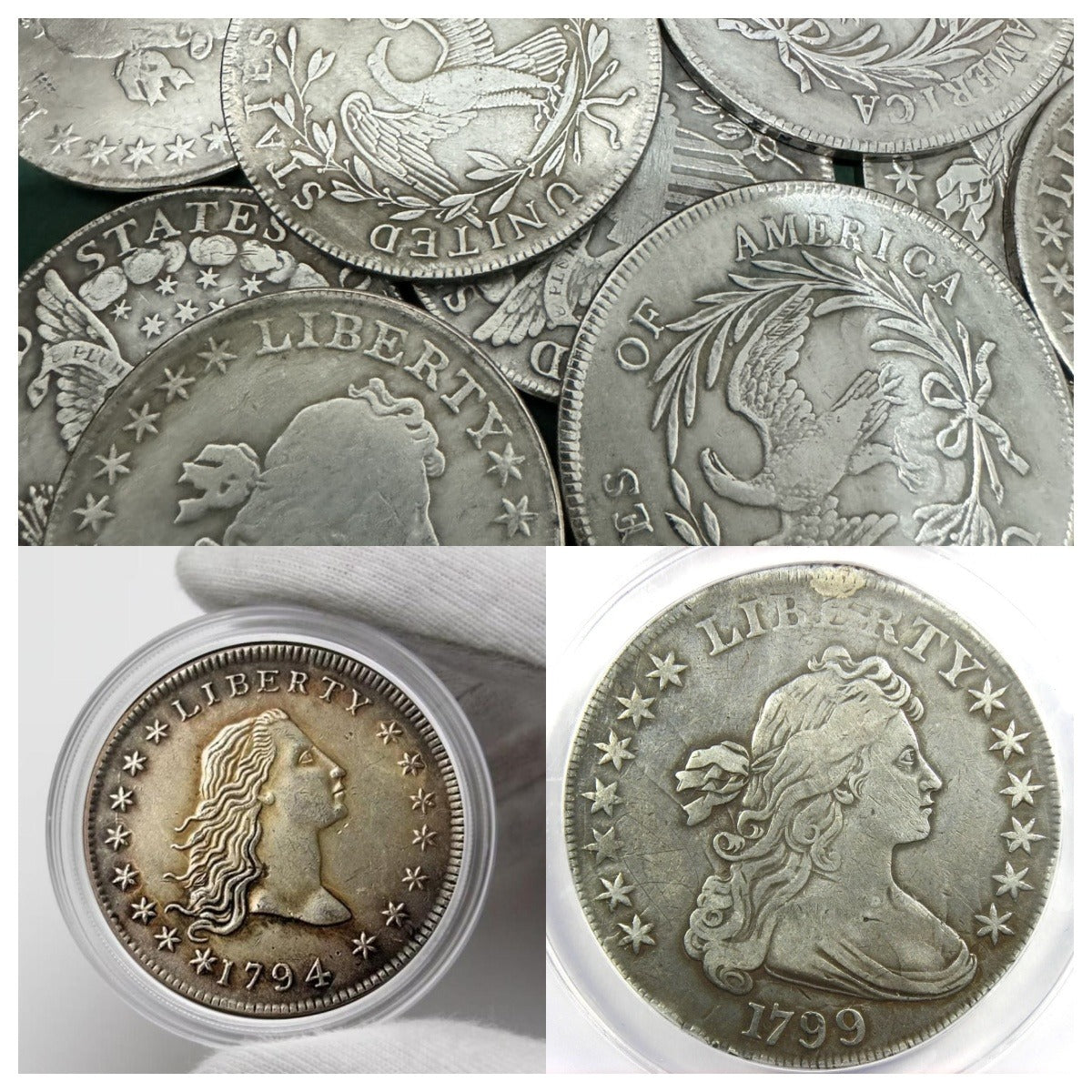 💴Last 12 Sets!!! The Complete Set Of 1794-1804 Liberty Flowing Hair Silver Dollar(11Pcs)