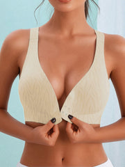 Front-Closure Wireless Seamless Maternity Nursing Bra Beige