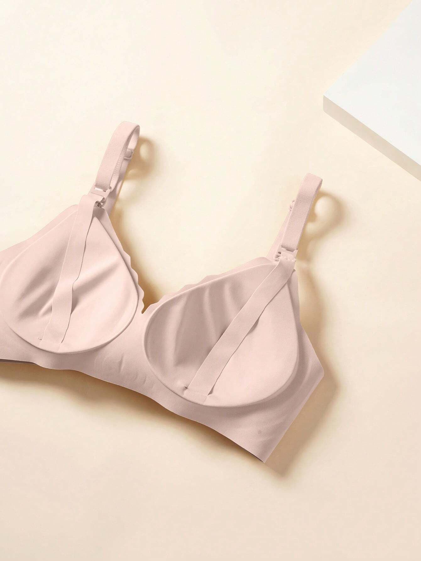 Soft Gel Seamless Wireless One-Piece Fixed Cup Nursing Bra Pink