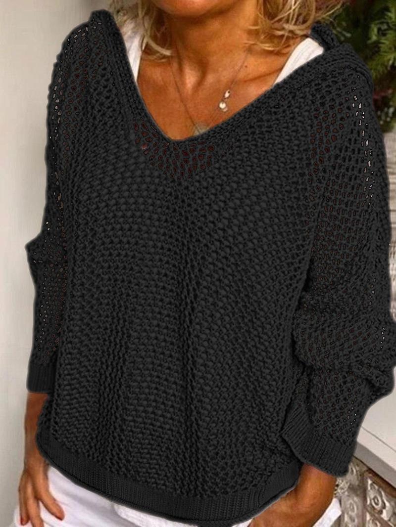✨Women's Solid Hollow Out Sheer Hooded Sweater (Buy 2 Free Shipping!!!)