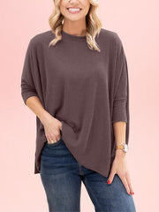 Raised Rib Easy-Fit Dolman 3/4 Sleeve Top
