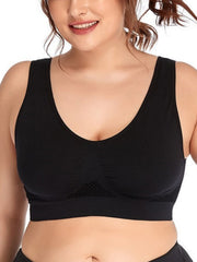Wireless Hollow Mesh Sports Yoga Bra Black
