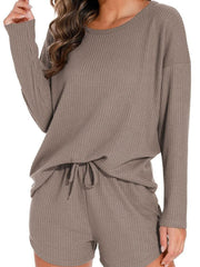 Waffle Knit Women's Pajamas Casual Set Wearable Loungewear Peru