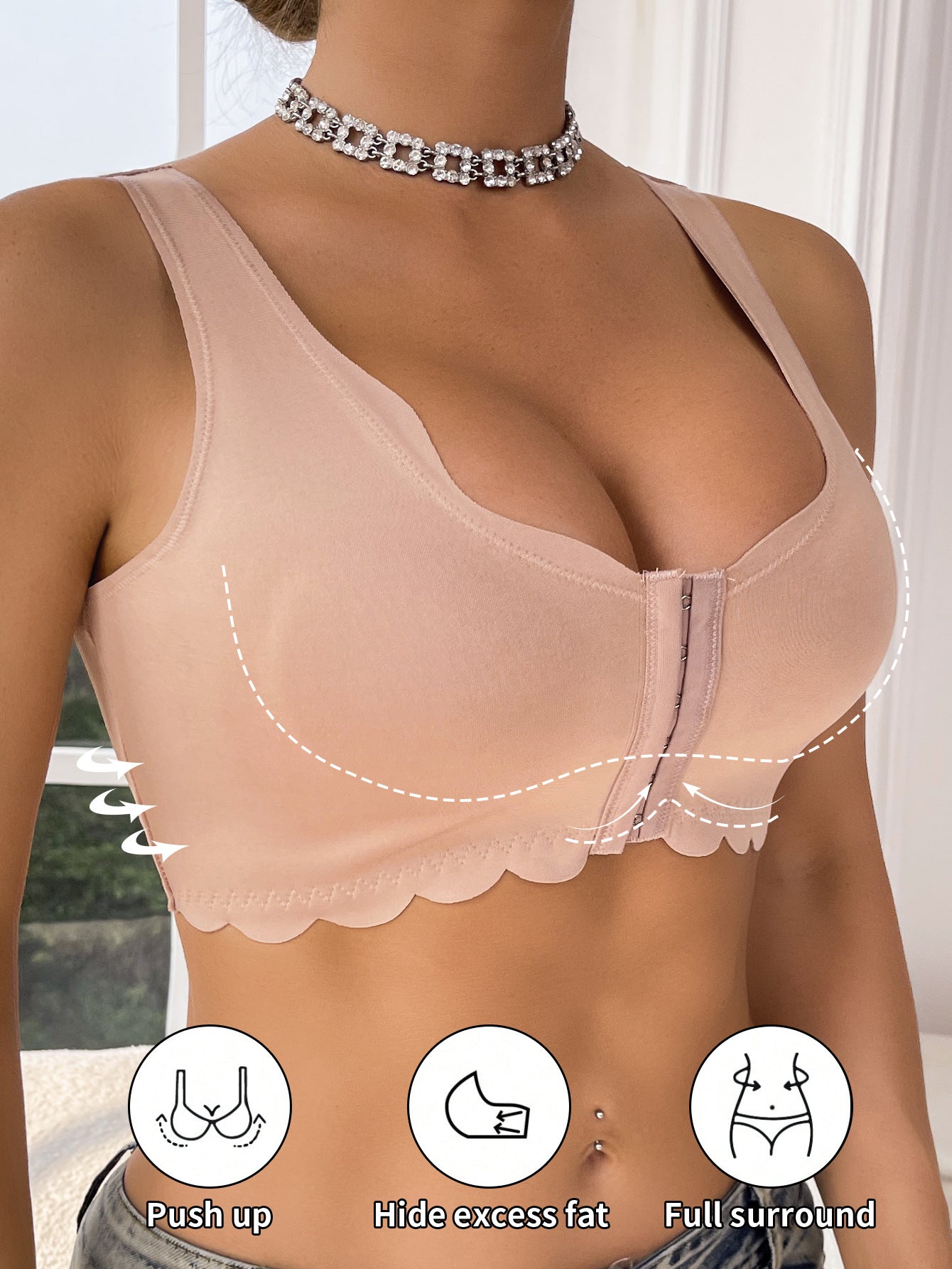 Push-up Wire-Free Portable Front-Closure Sports Bra, Comfortable and Seamless