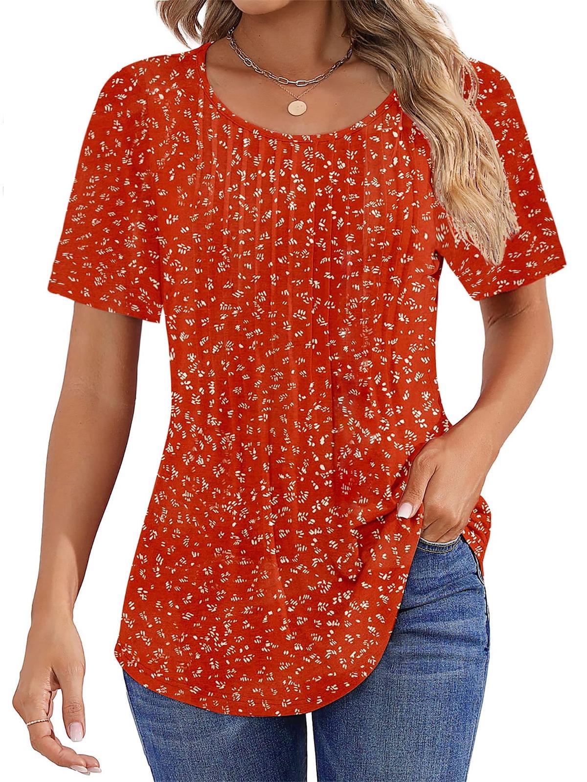 ✨Women Summer Pleated Short Sleeve Tunic Blouses Tops(Buy 3 Free Shipping)