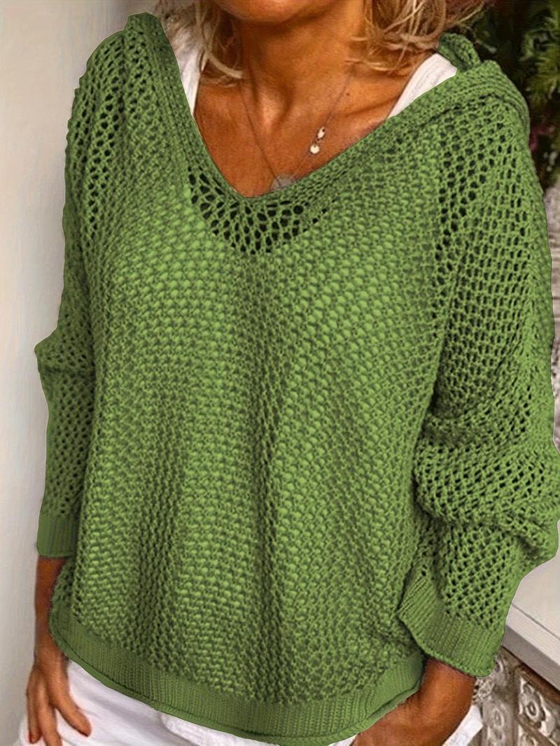 ✨Women's Solid Hollow Out Sheer Hooded Sweater (Buy 2 Free Shipping!!!)