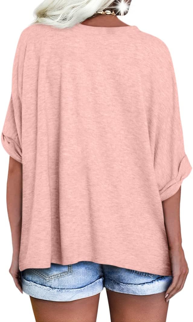 ✨Women's Oversized T Shirts V Neck Short Sleeve Summer Casual Loose Tops Tees