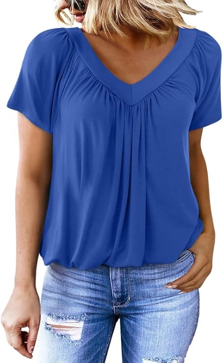 ✨Women's Casual Short Sleeve V Neck Basic T-shirts (BUY 3 FREE SHIPPING)
